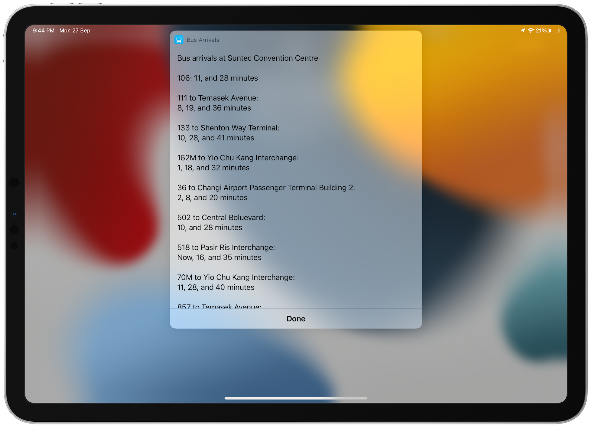 Bus Arrivals also works on iPad.