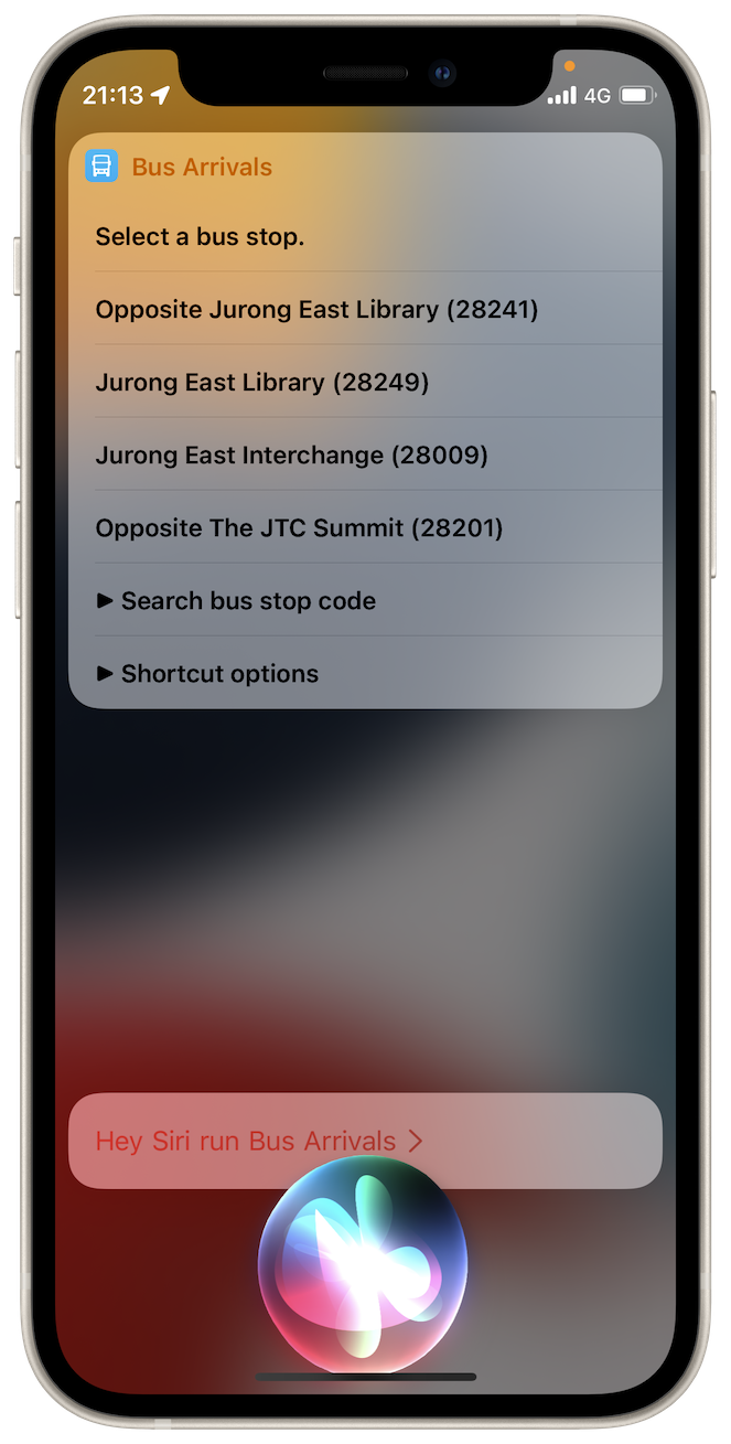 If your hands are busy, just ask Siri to run bus arrivals.